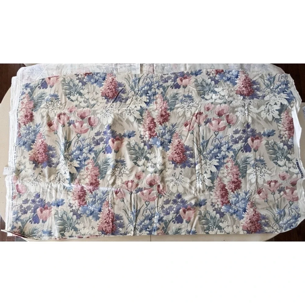 Vtg 1987 House 'N Home Pink Purple Teal Floral Drapery Fabric 54